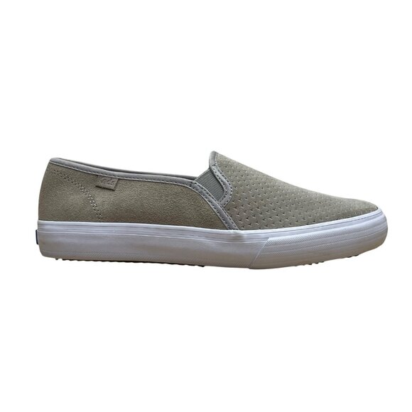 Keds Women’s Grey Suede Perforated Pattern Slip-On  Flat Sneakers Size 7.5 - Picture 1 of 8